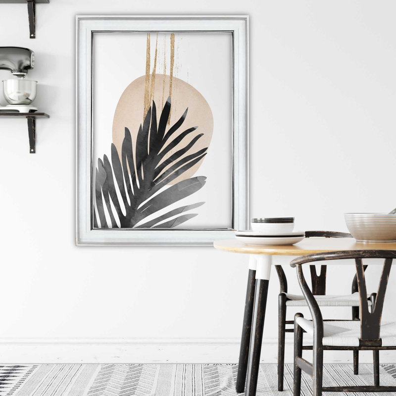 Aztec Palms No 1 - Single Picture Frame Painting, White Framed, 59cm H x 49cm W x 2.6cm D