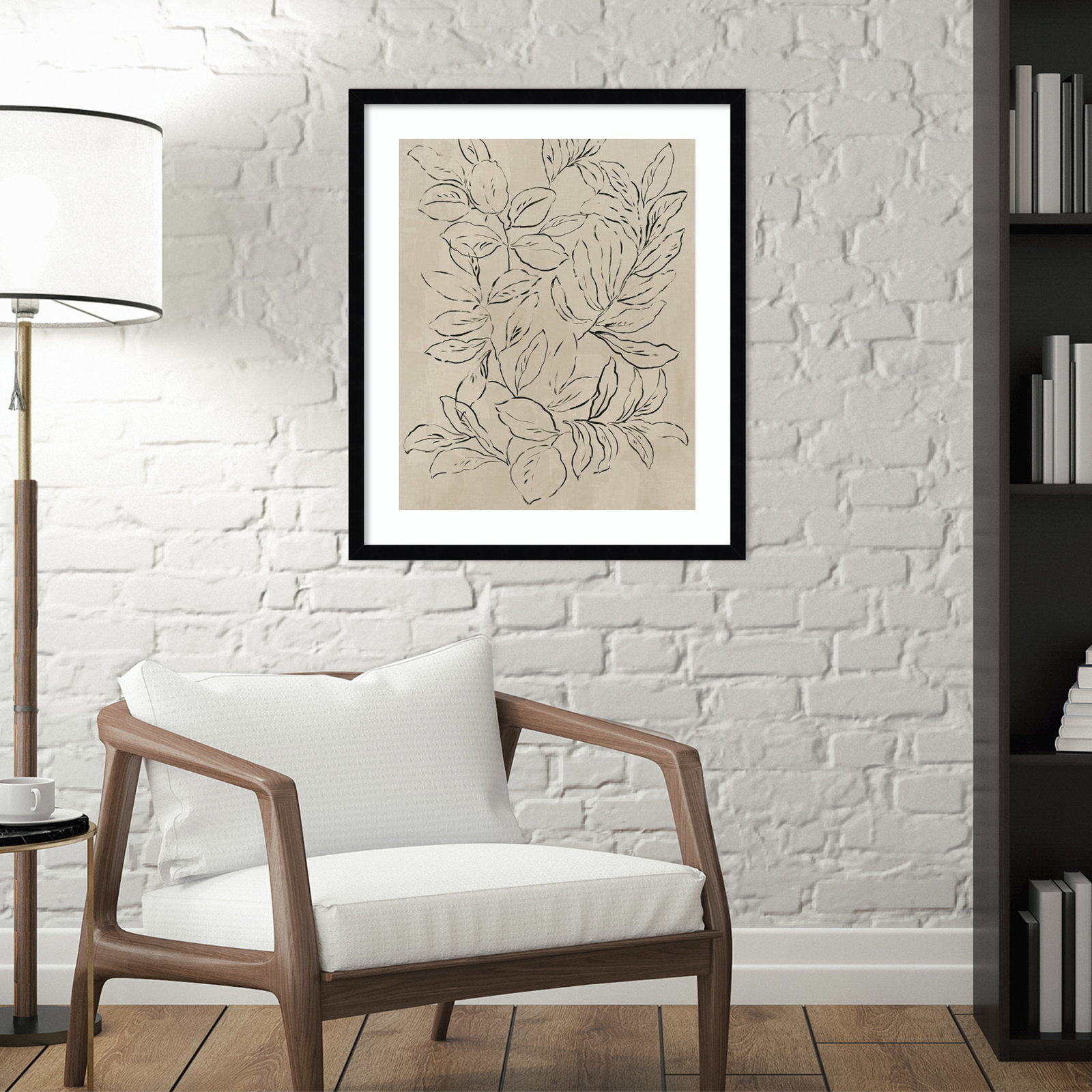 Outlined Leaves II by Asia Jensen, Black, 25.25" H x 21.25" W