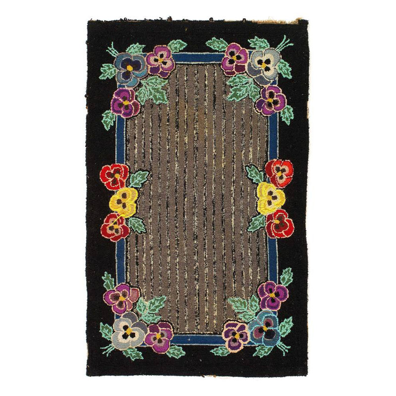 Antique American hooked rug 2'7''x 4'2''