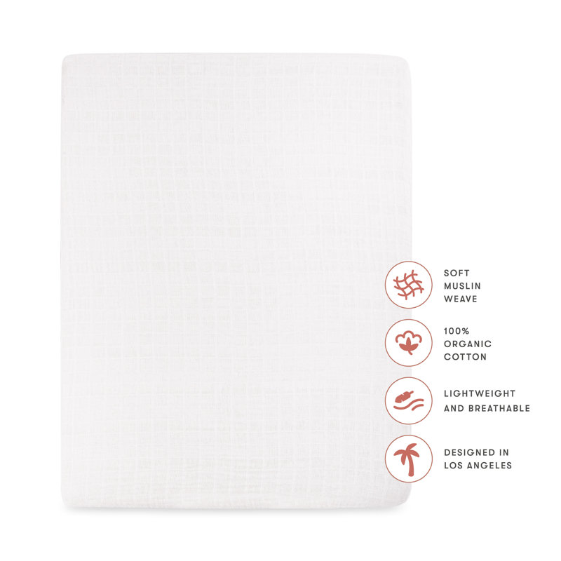 Plain White Muslin All-Stages Midi Crib Sheet in GOTS Certified Organic Cotton