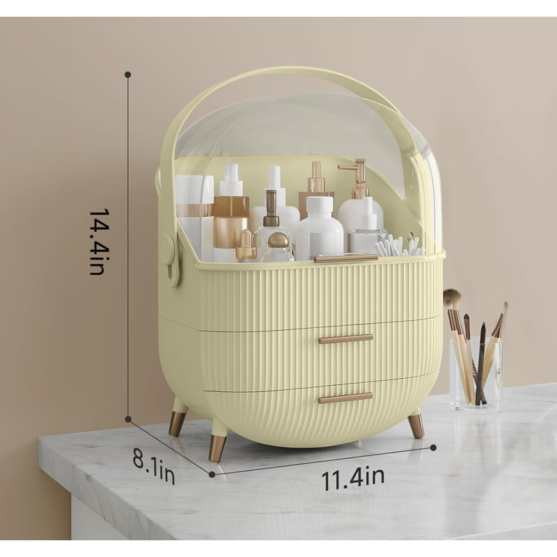 Polypropylene Makeup Organiser, Cream Yellow