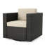 Chaise d'extérieur avec mouvement pivotant, brun foncé / beige, et matériau en fer, assise rembourrée facile à installer