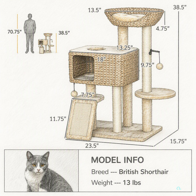 Arbre à chat 38 po pour chat d'intérieur Pawhut