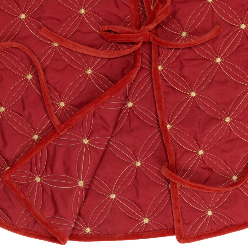 60" Red Quilted Velvet Christmas Tree Skirt
