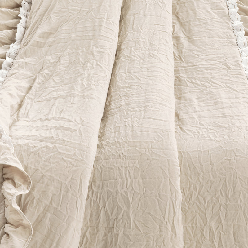 Jeté en dentelle Ella Shabby Elegance Ruffle, Neutre