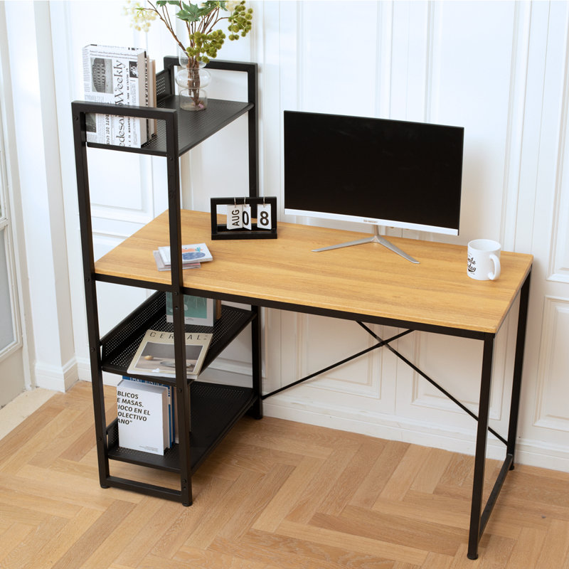 Charleena Metal Base Computer Desk, Beige