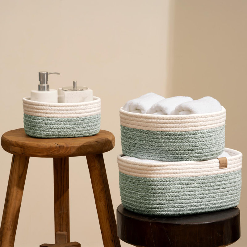 Ensemble de panier pour lit de bébé, Vert/blanc