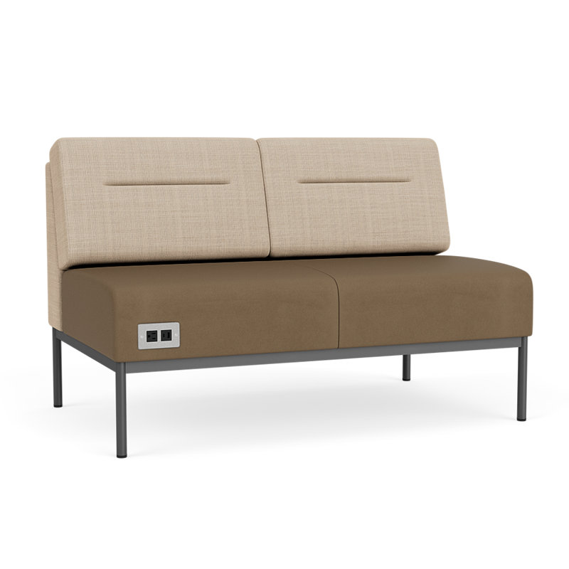 Causeuse Darsey, Avec alimentation, Chambray calcaire; Patriot Plus taupe, Gris anthracite