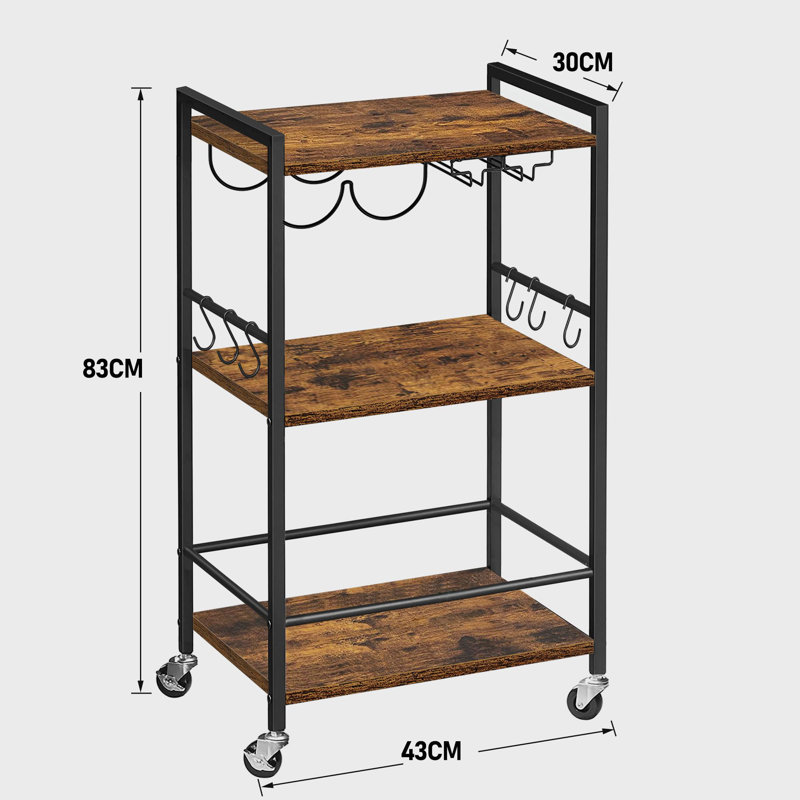 Metal Bar Cart, Brown