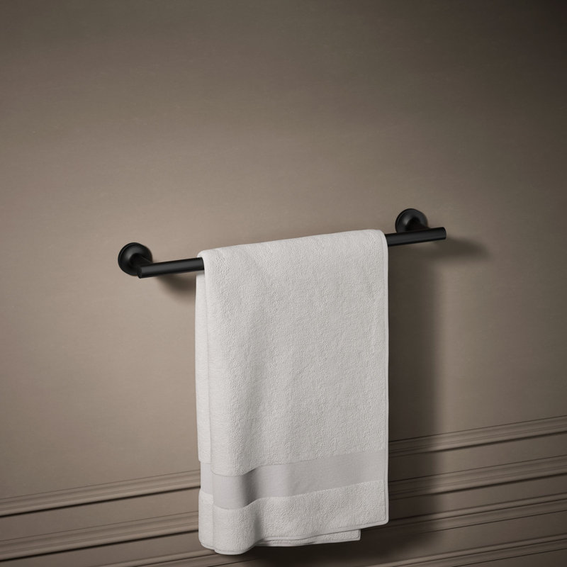 Purist® Wall Mounted Round Towel Bar, Metal Wall-Mounted Towel Holder, 1.88" H x 24" L x 3.25" D, Matte Black