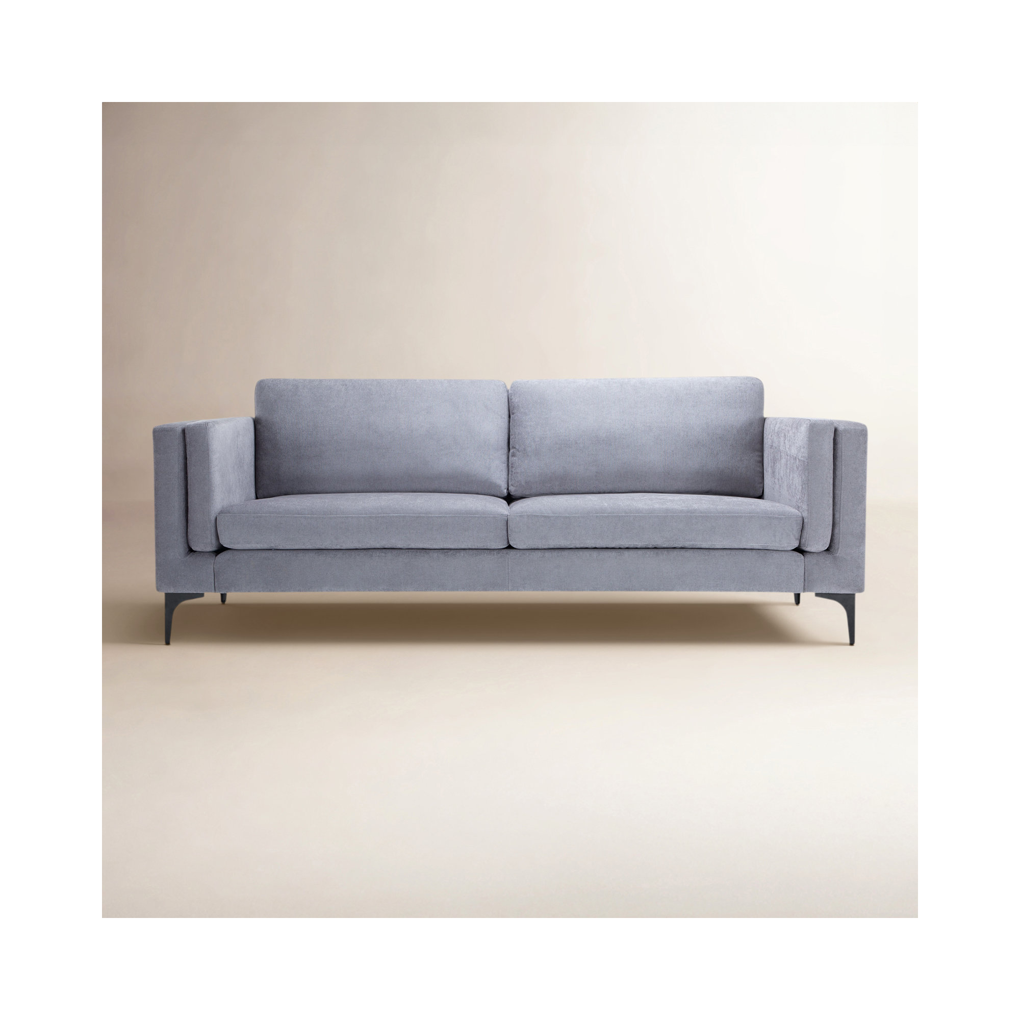 Troian 90'' Upholstered Sofa, Black, Lux Charcoal Performance Chenille