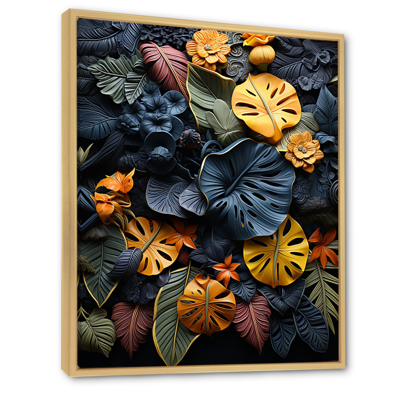 Noir Foliage Wonderland II, reproduction d'art sur toile, Cadre naturel flottant, H 20 po x l 12 po