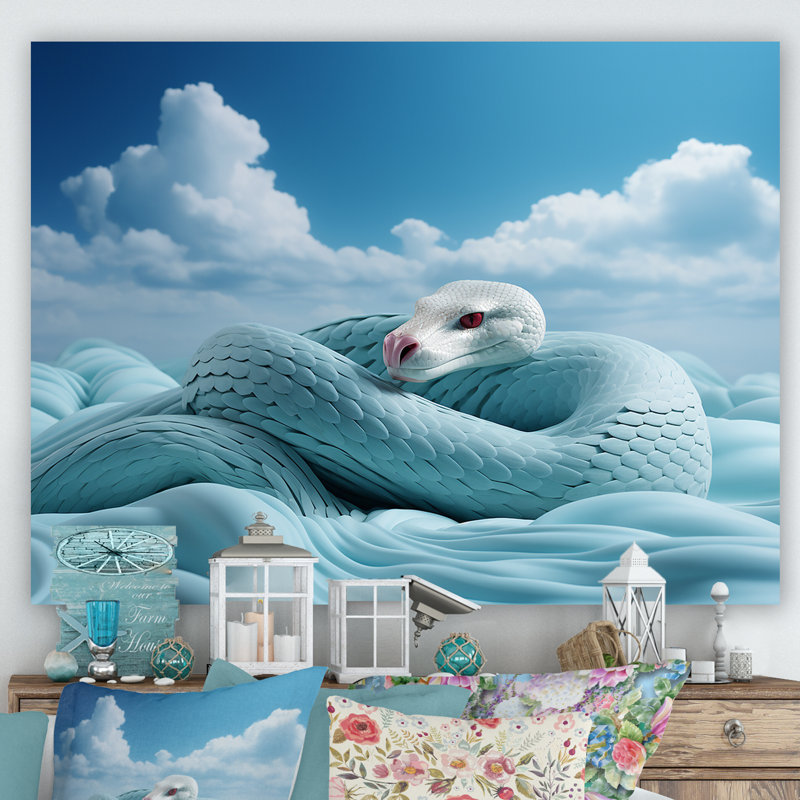 «Cyan Snake Serpentine Sky» sur toile, Toile tendue, H 16 po x l 32 po x P 1 po