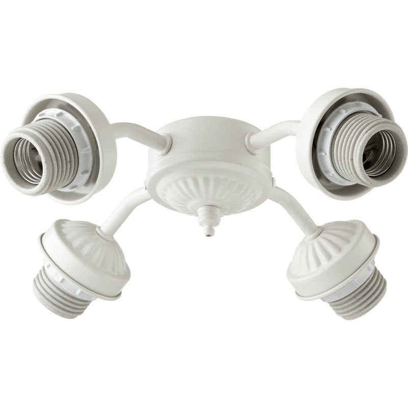 Ventilateur de plafond 4 lumières, Fluorescent, Blanc studio