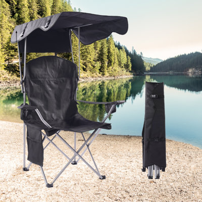 Portable Folding Chair With Shade Canopy For Adults Beach Chairs Canopy Shade Seating Camping And Folding Chairs For Outside by Highland Dunes