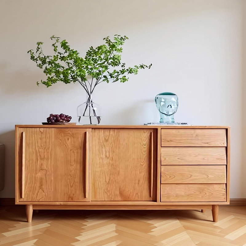 Buffet simple en bois massif avec rangement, 32.28" H x 78.74" W x 16.53" D