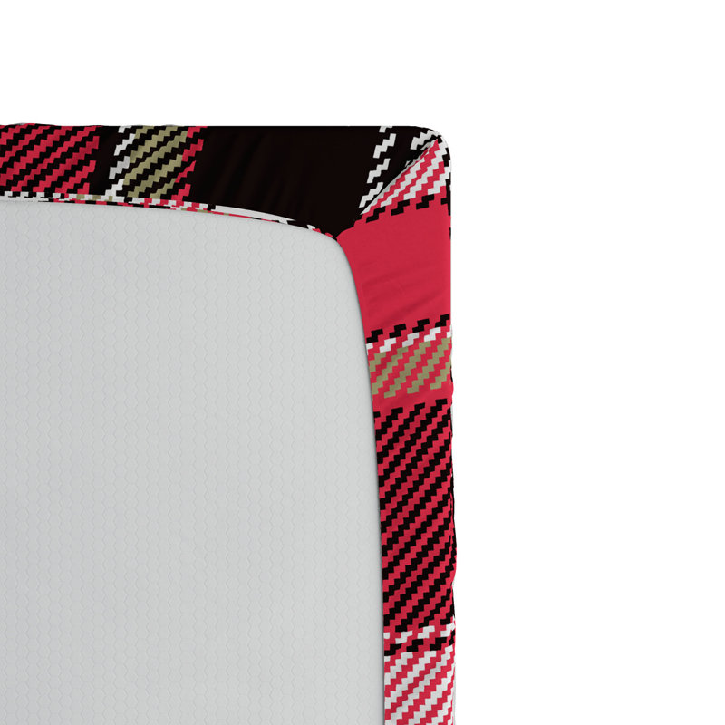Microfiber Plaid Fitted Sheet, Twin XL Fitted Sheet, Black/Red Plaid 5
