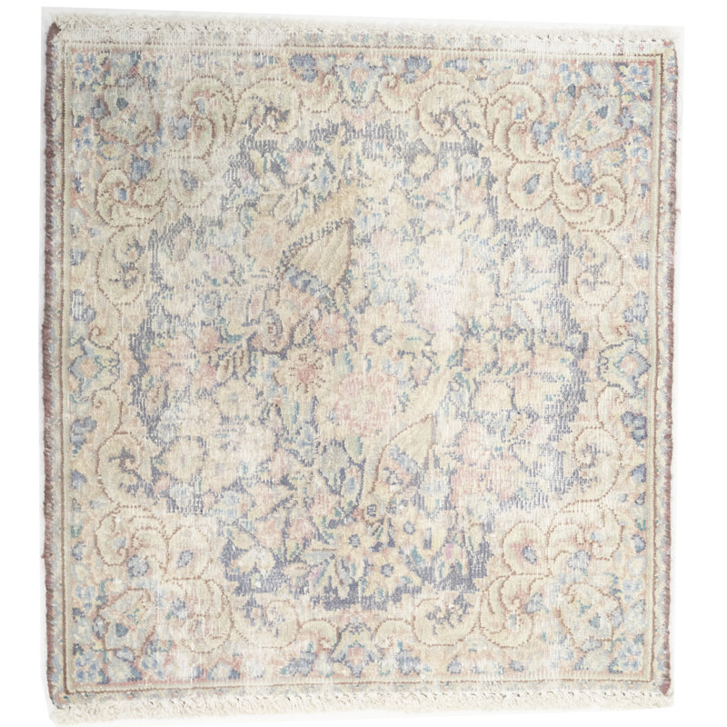 Tapis oriental antique délavé à motif floral rétro délavé 1 pi 7 po x 1 pi 8 po