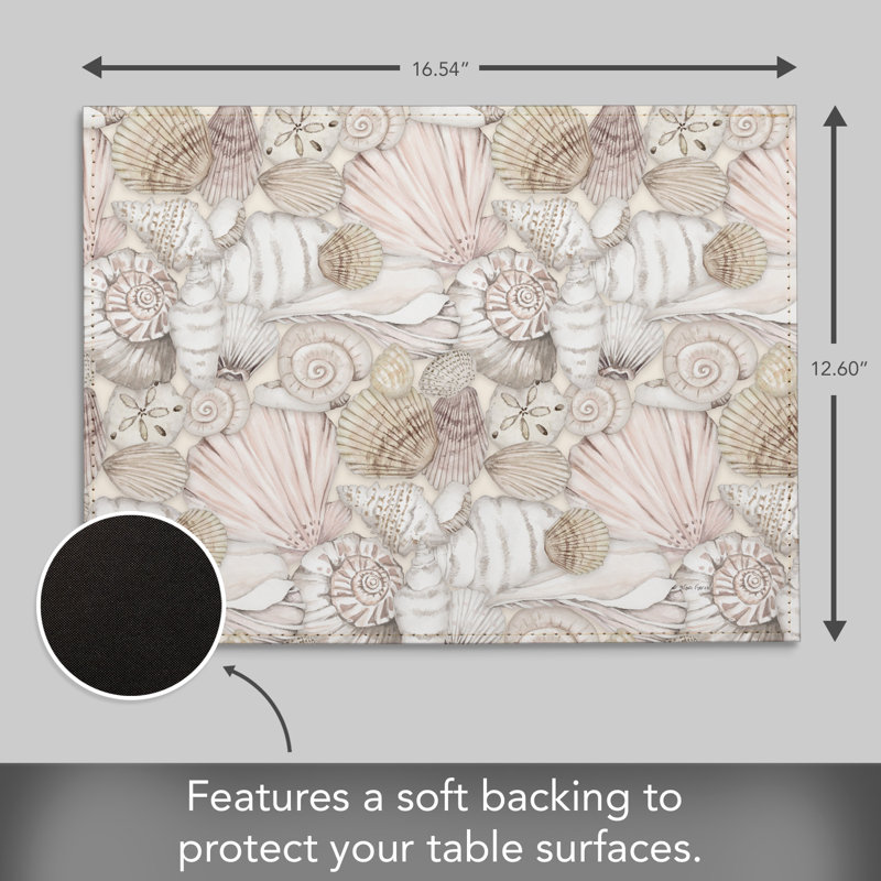 Ensemble de 4 napperons en cuir végétalien Peaceful Tide, Cream Floral