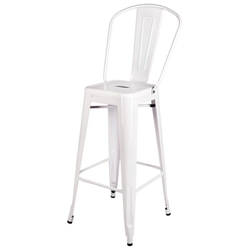 Tabouret de bar en métal Hi Chivari, Blanc