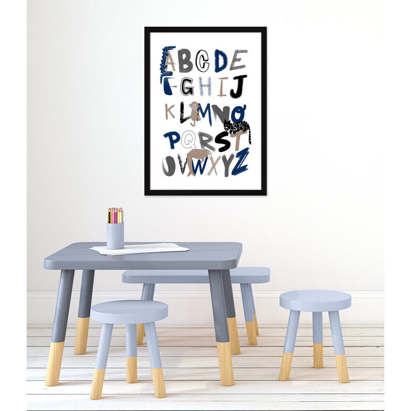 Critter Alphabet 1, impression sur papier, H 34,5 po x l 24,5 po x P 0,6 po, Encadré plat noir