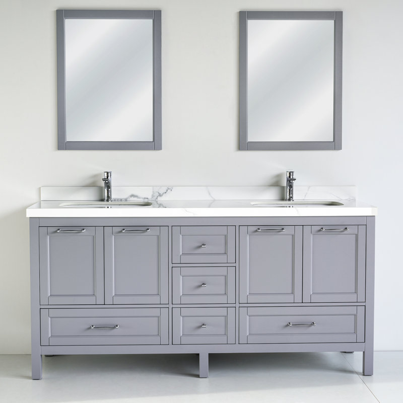 Ensemble de meuble-lavabo double 72 po Selena, gris
