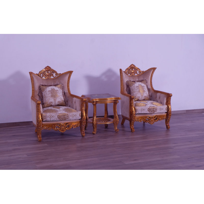 Fauteuil de 41 po de largeur Modigliani, Beige foncé / or / brun pâle