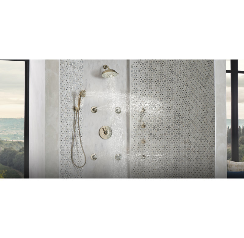 Litze® 4-Function Raincan Showerhead with H2OKinetic® Technology, Polished Nickel