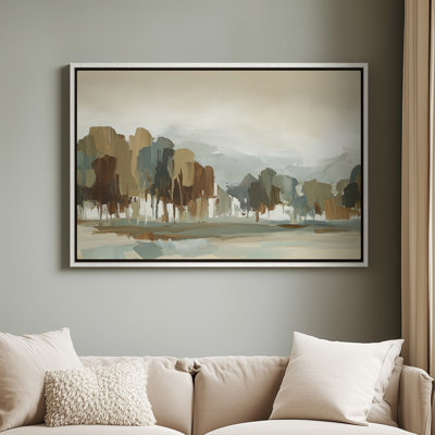 Art mural encadré sur toile - Arbres abstraits neutres et paysage - 16 po x 24 po, 24 po x 36 po
