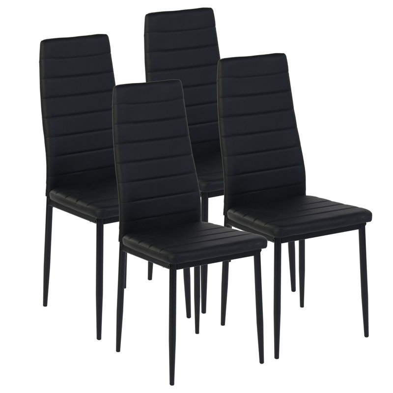 Kinli 18.89'' H Polyurethane Upholstered Parsons Chair, Black, 4