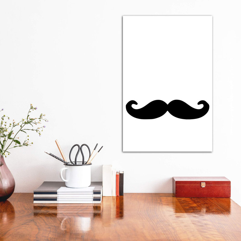 Moustache - impression d'art graphique, Toile tendue, H 26 po x l 18 po x 1,5 po, Pas de tapis