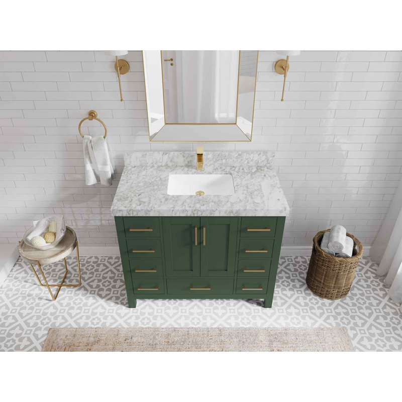 Ensemble de meuble-lavabo simple 42 po Malibu, Marbre de Carrare