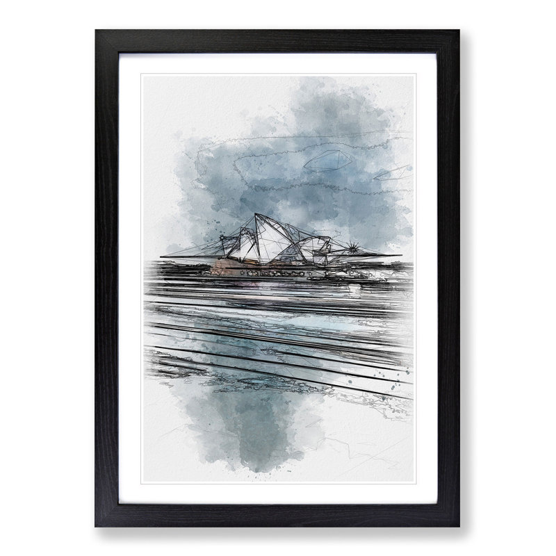 Sydney Opera House Lights - Picture Frame Painting Print, 63cm H x 45cm W x 2cm D, Black Framed