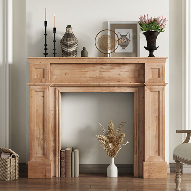 Burlywood Manufactured Wood Freestanding Fireplace, 43.31" H x 39.37" W x 7.87" D
