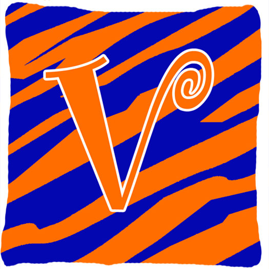 Monogramme initiale Tiger Stripe jet intérieur/extérieur oreiller, V