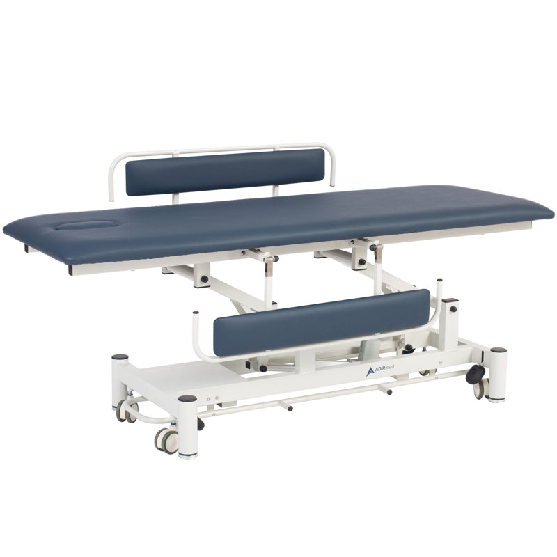 Industrial Rectangular Leather and Steel Adjustable Table