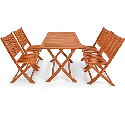 Livia 4 - Person Acacia Wood Patio Dining Set with Rectangular Table