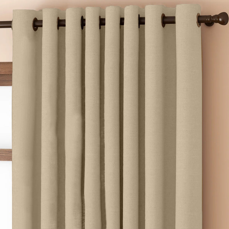 Luxury 230 GSM 100% Blackout Eyelet Room Darkening Curtain Pair, 168 W x 137 D cm, Cream