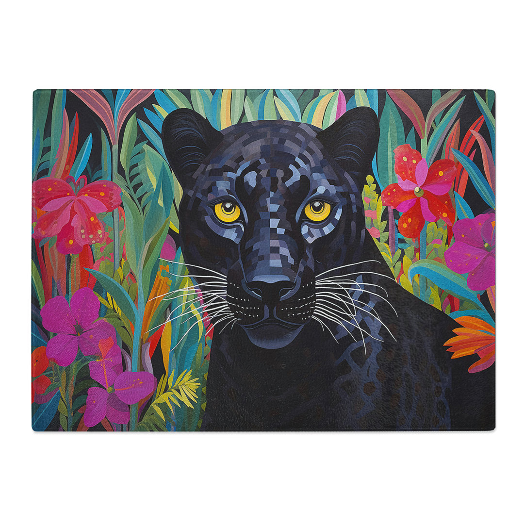Panther Art Deco  Glass Chopping Board