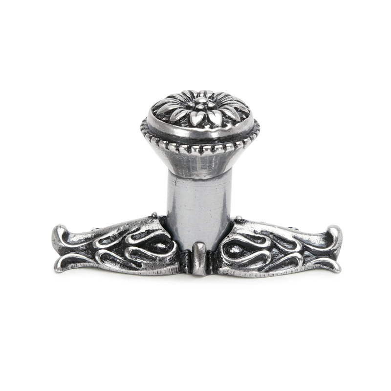 Petit bouton en acanthe de style rosette avec plaque médiane en corde au fini calice