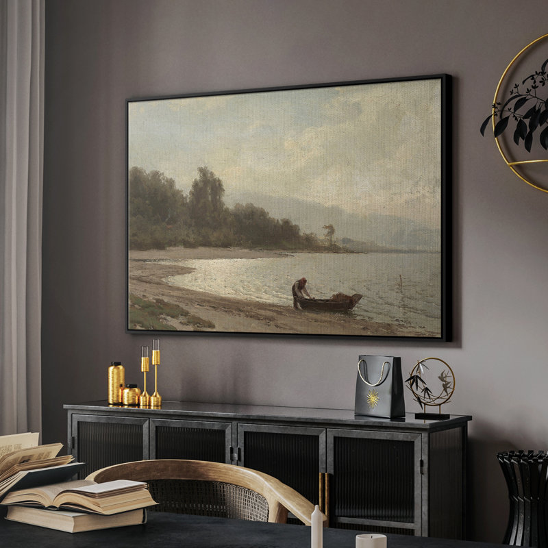 Impression nautique rétro - CX, Toile avec cadre flottant noir, H 25 po x l 37 po x P 2 po