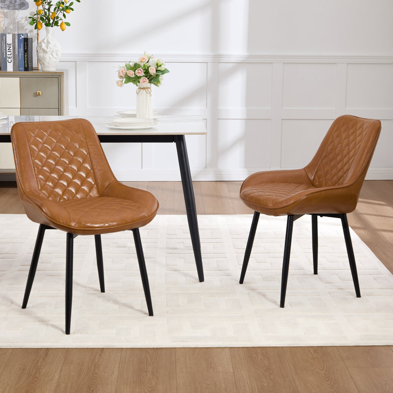 Chaise rembourrée en similicuir, Brun