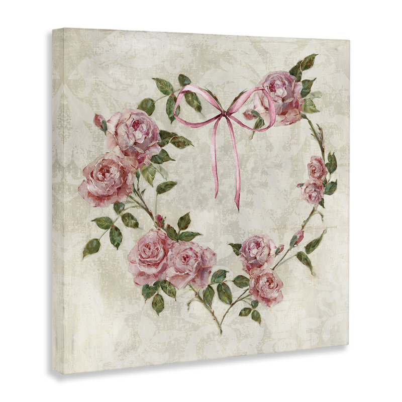Couronne de roses, toile par Sally Swatland, H 36 po x l 36 po