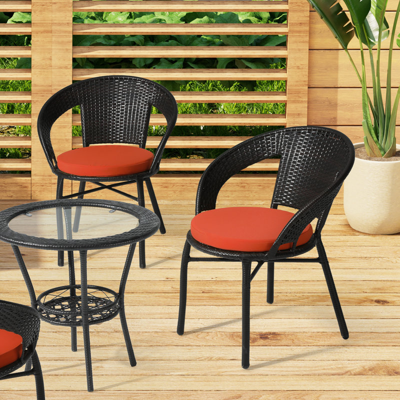  Patio Dining Chair Cushion, Orange, 16" W x 16" D