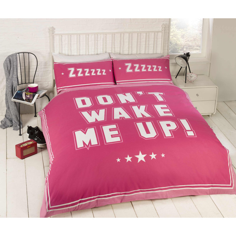 Kenney Polyester Duvet Cover with Pillowcases, Pink, Kingsize - 2 Standard Pillowcases