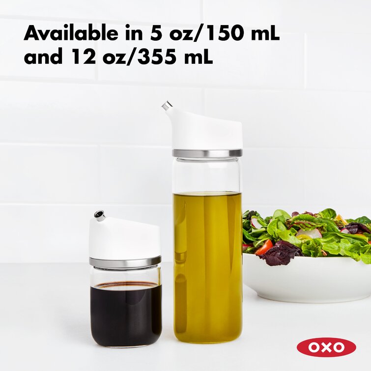 OXO 11289100 Good Grips Precision Pour Glass Oil & Vinegar Dispenser Set,  12 oz,Clear,2