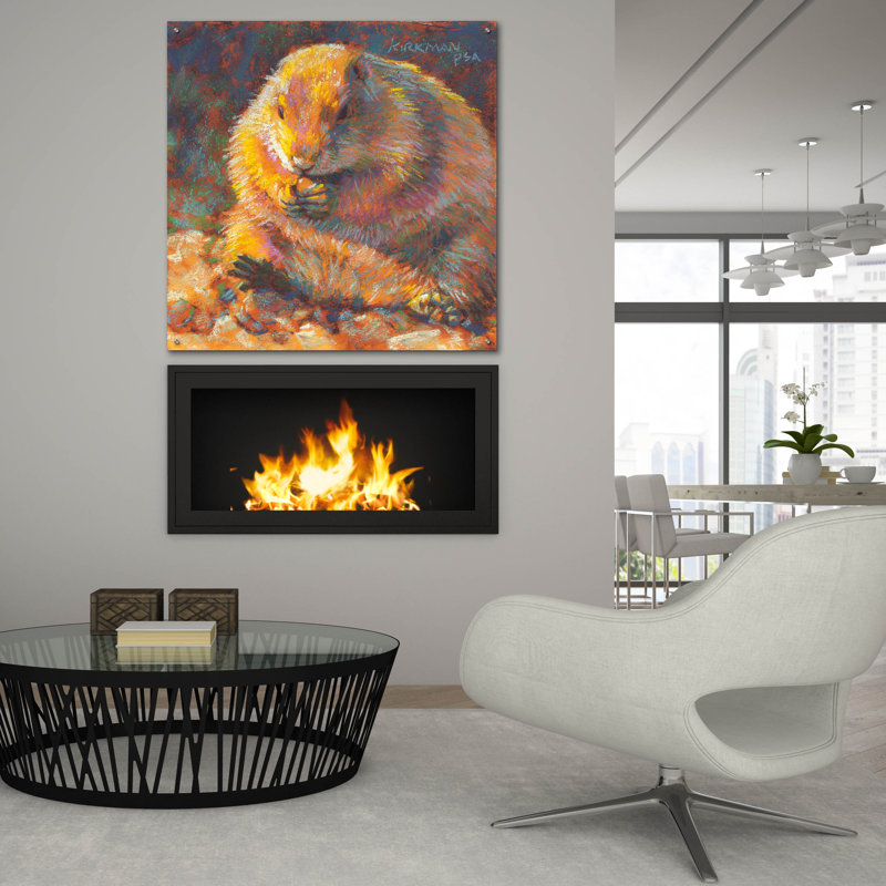 «P Is For Prairie Dog» par Rita Kirkman, art mural en verre acrylique, H 36 po x l 36 po x P 0,2 po