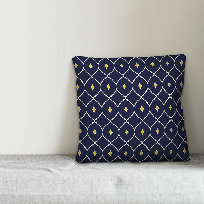  Coussin Diamond, 16 po x 1 po, Bleu marine, Pas de bourre