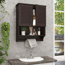 RUILOGOD Small Bathroom Storage Cabinet with Doors and Shelves