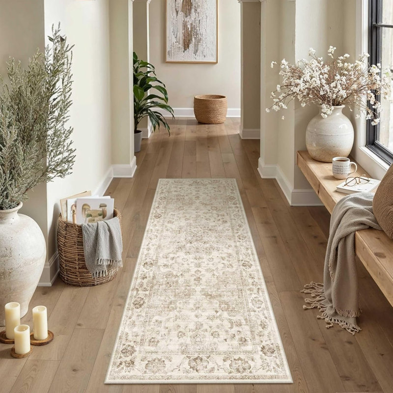 Ensemble de tapis de cuisine 3 pièces beige lavable avec tapis antidérapant